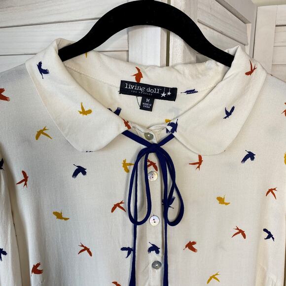 Living Doll long sleeve collared bird tunic top - Picture 7 of 8
